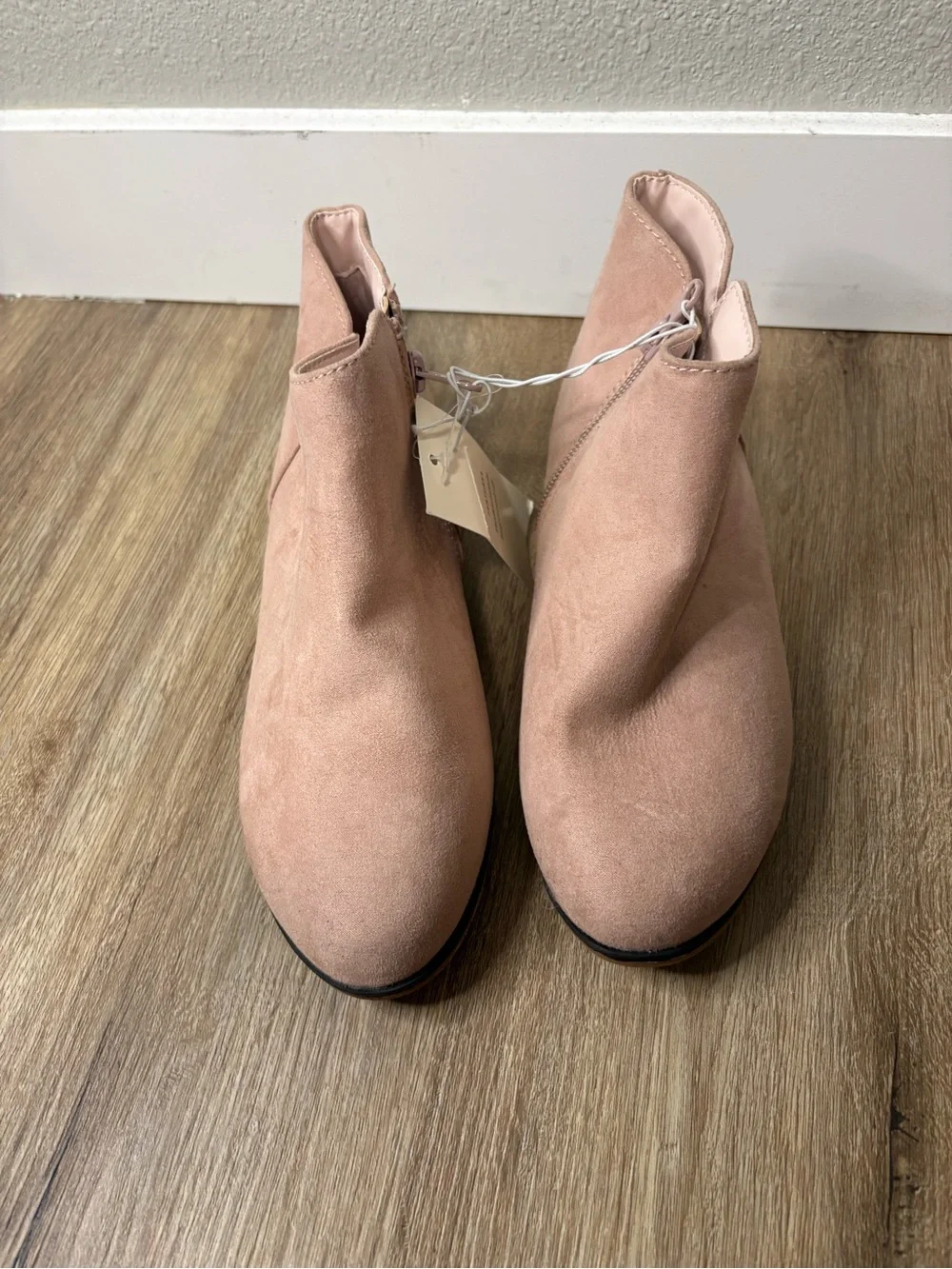 Cat & Jack Opal Zipper Booties Blush Pink Faux Suede Girls Size 3 NWT